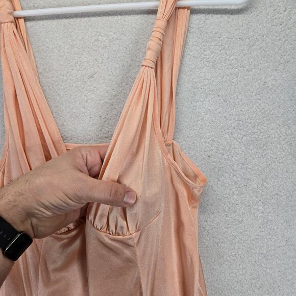 Olivia Lance Vpink  Satin Nightgown Lingerie Chemise L Slip Sheer 80s 90s Vtg - Picture 11 of 12